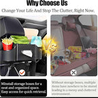 Back Seat Car Organizer,4 in 1 Multifunctional Car Back Seat Storage Box with Drink Cup Holder Tissue Box, for Hold Phone,Snacks, Drinks, Handbag-Black