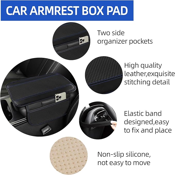 NBTEPEM 6 PCS Car Steering Wheel Cover Set, Microfiber Leather Steering Wheel Covers Universal 14.5-15 inch, Center Console Cover, Seat Belt Cushion, Cup Holder Coaster, Car Accessories Set Blue