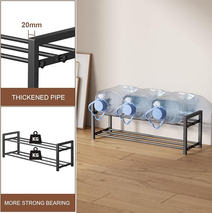 2-Tier Expandable Shoe Rack,Adjustable Shoe Shelf Storage Organizer Heavy Duty Metal Free Standing Shoe Rack for Entryway Clo