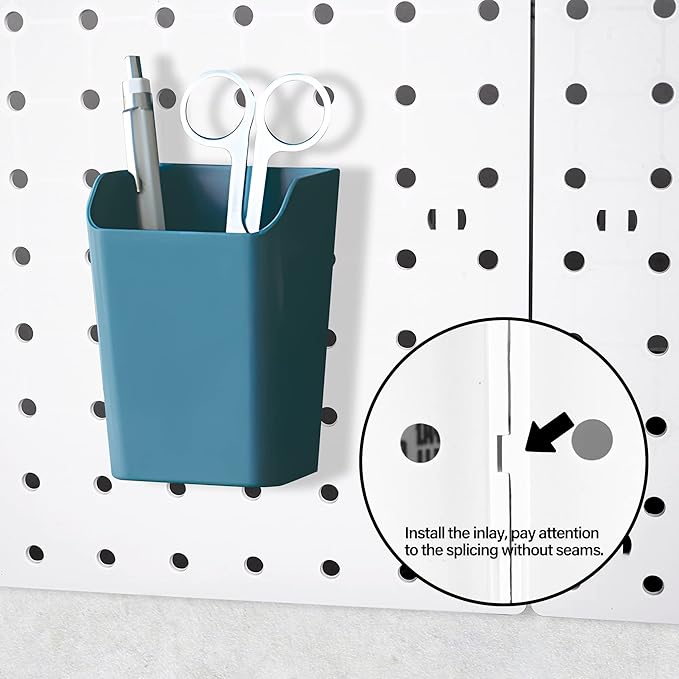 4Pcs Peg Board Panels, White ABS Pegboard Wall Mount, Easy Installation for Craft Room, Garage, Kitchen, Workshop