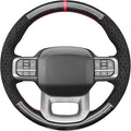 MEWANT DIY PU Carbon Fiber Hexagon Embossed Athsuede Steering Wheel Cover for Ford F150 Lightning F350 2024 Expedition