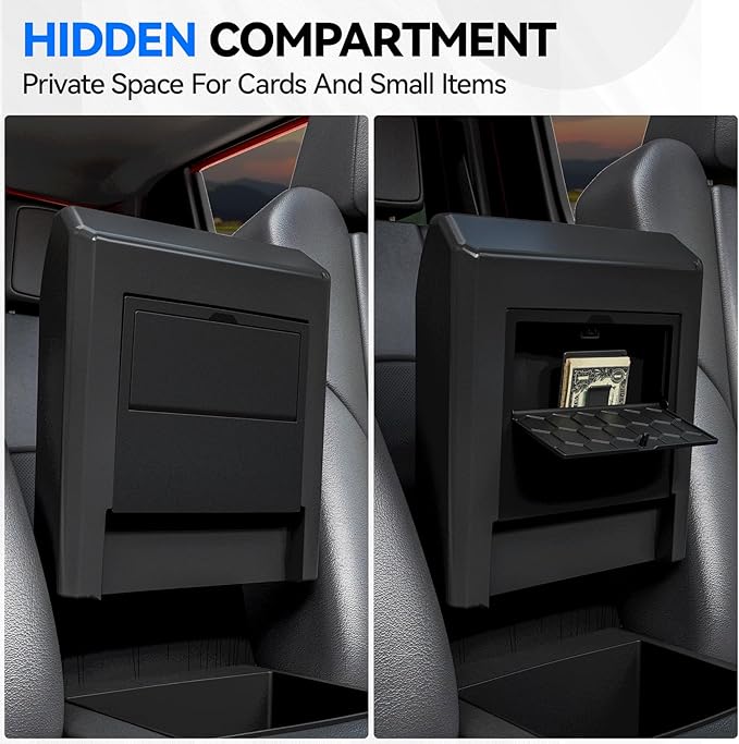 ELECFRESH 6PCS Center Console Organizer Tray for 2026 2025 2024 Toyota Tacoma Accessories, Armrest Hidden Storage Box, Rear and Console Cup Holder Glove and Armrest Storage Box with Insert Divider