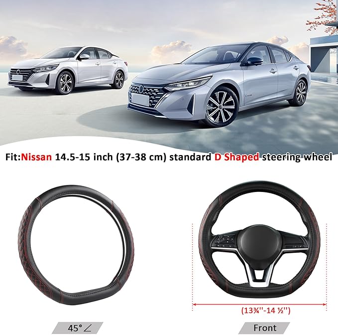 West Llama Flat Bottom Car Steering Wheel Cover for Nissan,D Shaped Steering Wheel Cover for Rogue,Altima,Kicks (Diamond Quil