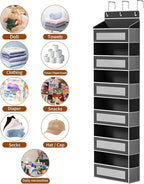 Over The Door Organizer with 6 Large Pockets, Over the Door Storage 12 Side Pockets, Hanging Door Organzier 44 lb Load Behind