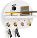 Nekon Key Holder for Wall - 9.8 Inch Apartment Wall Decor with Shelf and 8 Key Hooks, Circular Wood Key Hanger for Home Decor
