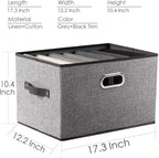 PRANDOM Larger Collapsible Storage Bins for Closet [5-pack] Decorative Linen Fabric Storage Baskets Cubes with Leather/Metal 