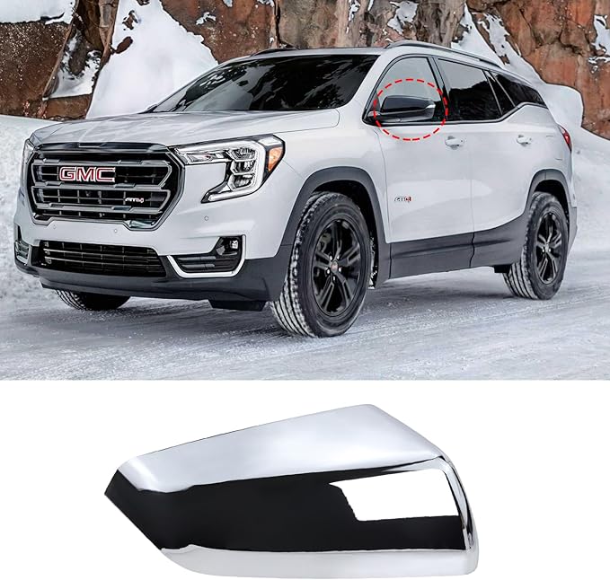 Right Passenger Side Exterior Mirror Cap Cover Rearview Mirror Cover Trim Fit for 2018 2019 2020 2021 2022 2023 Chevrolet Equinox & GMC Terrain Replace 23406416 (Chrome)