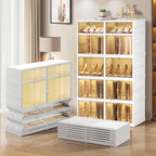 CIMLORD 5-Tier Foldable Shoe Rack Organizer for Closet 20Pairs Plastic Collapsible Shoes Storage Box Clear Shoe Boxes Stackab