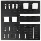 Wall-Mounted Pegboard Kit, 25.2" x 25.2" Organizer Panel – Large, Cost-Effective & Nail-Free Installation Black
