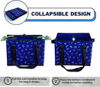 Reusable Grocery Bags (3 Pack) - Heavy Duty Foldable Tote Bags with Long Handles & Hard Bottom - Large Reusable Shopping Bags, Box-Shaped Grocery Totes Hold Up to 65 lbs, Stand Up & Fold Flat
