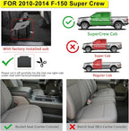 Floor Mats for Ford F-150 SuperCrew/Crew Cab 2010-2014, All-Weather Custom Fit, Front & 2nd Row, 3-Piece Set, Black