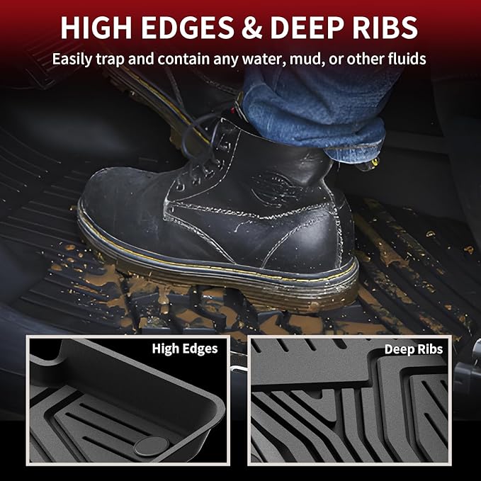 LASFIT Floor Mats for Honda CR-V CRV 2022 2021 2020 2019 2018 2017 (Gasoline & Hybrid), All Weather Custom Fit TPE Floor Liners, 1st & 2nd Row, Black (EX/EX-L/LX/Touring/Sport/Special Edition)