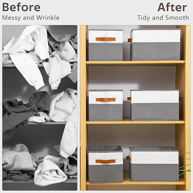 4 Pack Large Storage Bins with Handle,Collapsible Storage Basket for Shelves,Fabric Closet Organizer for Organizing Clothes B