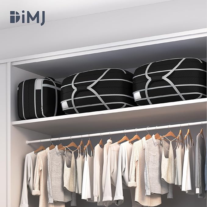 DIMJ Large Comforter Storage Bag with Handls, 100L Washable Blanket Storage, Compression Packing Totes Moving Bags With Zippe
