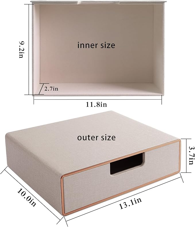 Stackable Drawer Organizer PU Leather Classic Handmade,Organize Home Office Desk Accessories and Sort Letter-Size Paper/a4 Do