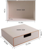 Stackable Drawer Organizer PU Leather Classic Handmade and Linen Leather Desk Organizer with Drawers－Mini Desktop Drawer Orga
