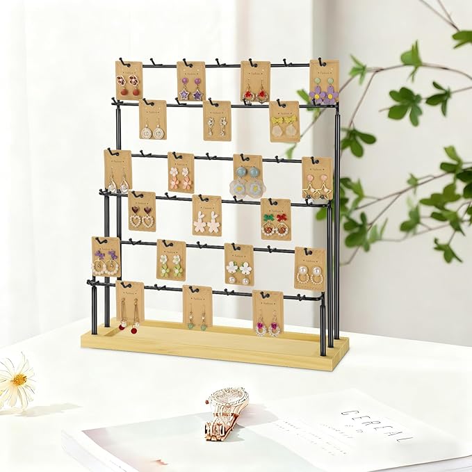 Jewelry Display for Vendors,6 Tiers 42 Hooks Earring Rack Display Holder Stand, Earring Organizer Holder for Necklaces Rings 