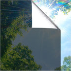 Coavas One Way Privacy Window Film, Sun Blocking Reflective Window Film See Out Not in, Heat Control Window Tint for Home, Anti UV Static Cling for Windows Office Door (Black, 17.5 x 157.5 inches)