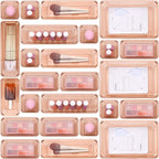 Coffee Acrylic Drawer Organizers Set Storage for Makeup, Office Desk Small Vanity Trays for Drawer Bathroom Plastic Make up O