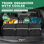 112L Large Capacity Car Trunk Organizer with 20L Insulated Fresh-Keeping Bag, Heavy-Duty 600D Waterproof Oxford Collapsible