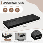 24 Inch Floating Shelves, 8 Inch Deep Floating Shelves for Wall, Hanging Shelf with Invisible Brackets, Deep Shelves for Bath