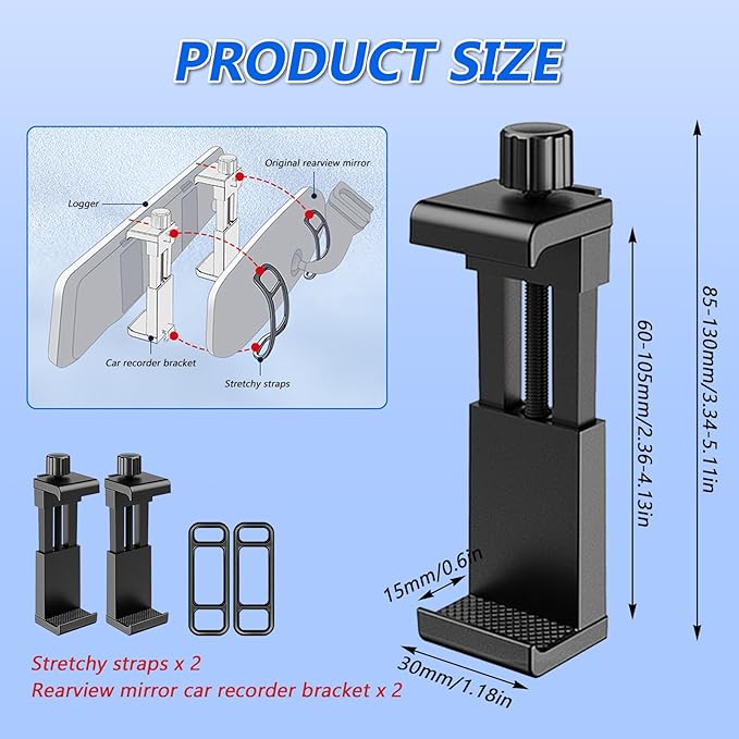 Universal Rearview Mirror Dash Cam Mount - High - Strength, Tool - Free, Adjustable Size