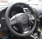 Eiseng DIY Steering Wheel Cover for Subaru Impreza 2013 2014 2015 2016 / Forester 2014-2016 / Outback Legacy 2012-2014 / XV Crosstrek 2013-2015 Interior Accessories Black Genuine Leather (Red Thread)