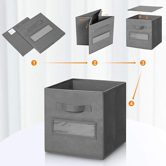 artsdi 13x13x13 storage cube bins (Set of 10) Fabric storage cubes with 10 Labels Window Cards & a Pen, storage cubes 13x13, 