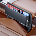upra Car Seat Gap Organizer with Card Slots & Bonus Eyeglass Holder – Universal Fit, Premium Leather, No More Dropped Items Great Gift for Drivers (Black)