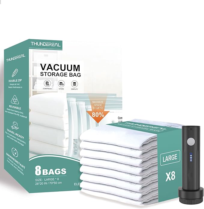 Travel Vacuum Storage Bags with Electric Pump, Multiple Combinations Travel Packing Bags for Luggage and Suitcase, Carry-on S