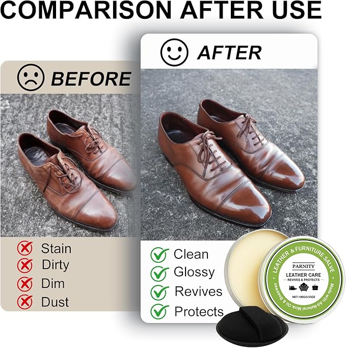 Leather & Furniture Repair Salve - Mink Oil Conditioner, Polisher, Moisturizer & Restorer | Prevents Cracking & Fading for Le