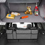 Car Trunk Organizer, Backseat Hanging Large Storage with Adjustable Straps,Waterproof PVC Collapsible Cargo Bag, Car Interior
