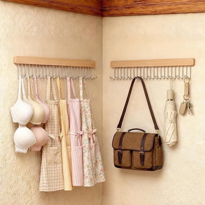Yookeer 2 Pack Belt Organizer Pull out for Closet Belt Hanger Wall Mounted 16.1 Inch Valet Rods Ties Racks Extending with 12 