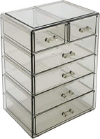 Sorbus Acrylic Makeup Organizer Set, 6-Drawer Vanity & Countertop Cosmetic Storage with Small & Wide Drawers, Black Jewel Mak