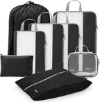 Gonex Expandable Mesh Packing Cubes - 8 Set Compression Organizer for Travel Essentials with Toiletry, Laundry, Shoe & Cable 