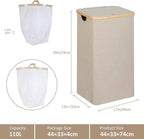 IEGrow Laundry Basket with Lid, Large Laundry Hamper with Handle and Lid, Collapsible Clothes Basket Organizer with Removable