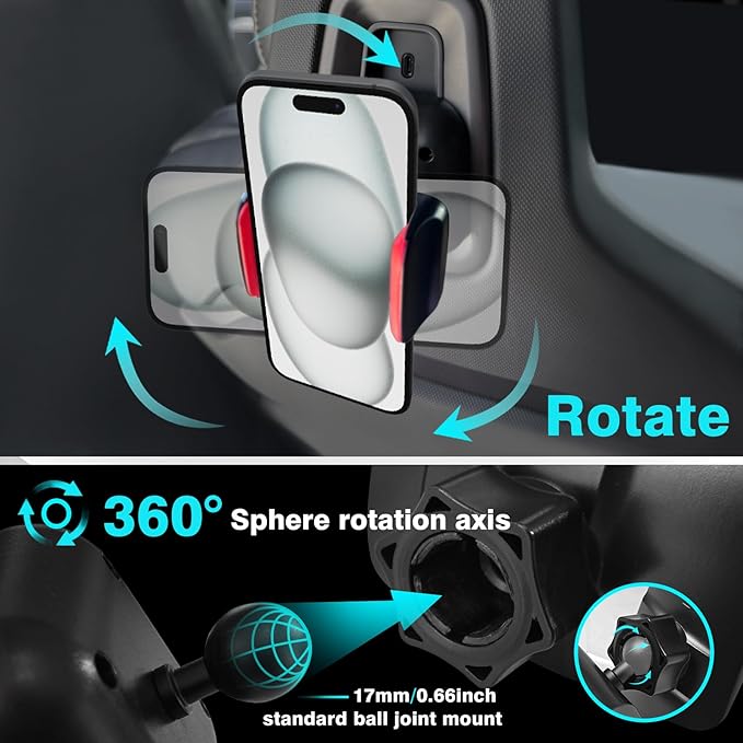 BestEvMod Seat Back Second Row Anchor 1/4 Screw Mount Phone Holder Tablet Mag Safe Compatible with 2022-2025 2026 Rivian R1T&R1S Backseat fits All Phones&Android 360° Adjustable (Phone Holder)
