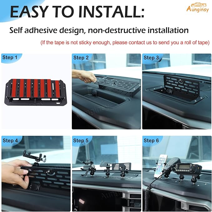 Aunginsy Center Console Dash Storage Organizer Tray Compatible with Toyota Tundra/Sequoia 2022-2026, Dashboard Storage Box with Phone Holder/Walkie-Talkie Stand/Radio Stand Insert Mounted Accessories