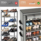 VTRIN Vertical Narrow Shoe Rack Organizer Tall Shoe Rack for Closet Entryway 10 Tier Non-Woven Cover Shoe Shelf Holds 36-41 P
