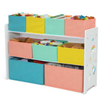 Delta Children Deluxe Multi-Bin Toy Organizer with Storage Bins - Greenguard Gold Certified, White with Blue/Orange/Pastel Bi