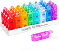 Daviky Monthly Pill Organizer 2 Times a Day - 30 Day Pill Box AM PM, BPA Free One Month Medicine Organizer Twice Daily, 31-Da