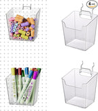 LIGHT DUST Clear Pegboard Cups with Hooks, 1/8" & 1/4" Peg Board Orangizer Accessories Aesthetic Decoration for Garage Workbe