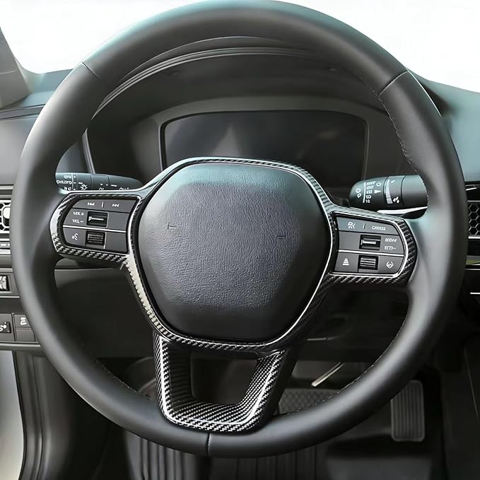 Steering Wheel Cover Trims for Honda Civic 2022-2026, for CRV CR-V 2023 2024 2025 2026 Accessories Car Sporty Interior Decal (Carbon Fiber)