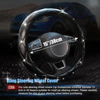 SuperKaKa Black Steering Wheel Cover 2026, Auto Cute Girly Diamond Bling Comfort Leather Car Interior Accessories Protector S