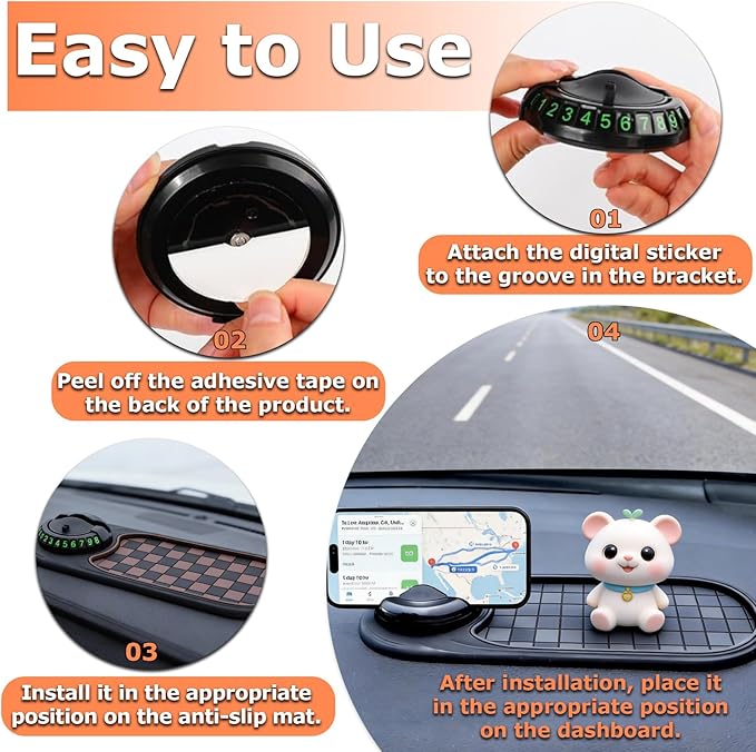 2 PCS Multifunction Car Anti-Slip Mat, All in One Car Organizer Pad,Universal Car Anti Slip Mat Phone Holder,Rotatable Vehicl