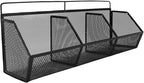 Metal Wire Basket, 3 Grids Wall Hanging Baskets, Wall Mount Slanted Opening Storage Organizer for Kitchen Bathroom Laundry Ro