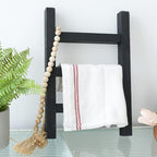 FUIN Wooden Tea Towel Ladder, Mini Ladder Towel Rack Display Hanger, Small Rustic Farmhouse Tea Towel Stand Holder for Countr