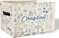 Beach Sea Storage Basket Organizer Bins With Handles,Summer Coastal Rustic Starfish Organizing Decorative Storage Basket,Coll