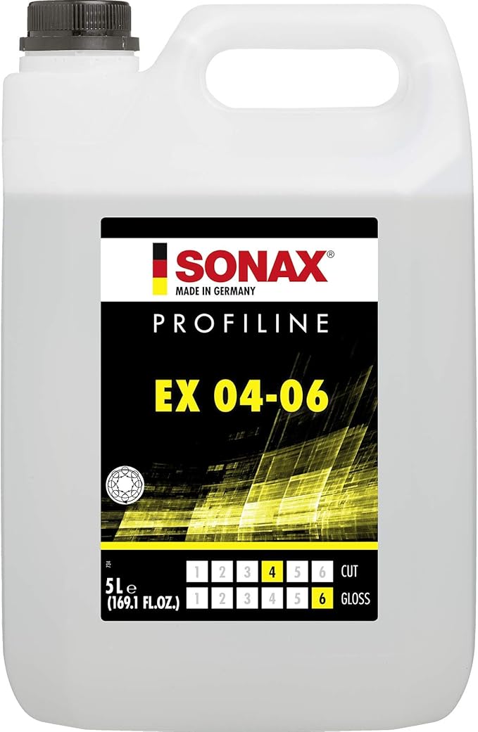SONAX EX 04-06 Dual Action Polishing Compound | One-Step Medium Cut & High Gloss Finish | Removes Swirls, Water Spots & Oxidation | DA Polisher Safe | Silicone-Free & VOC Compliant | 242500 | 5L