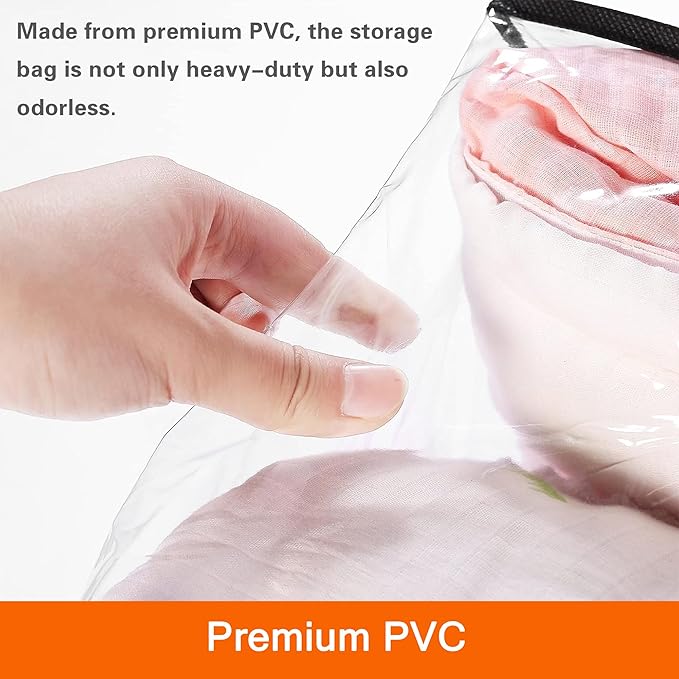 Vieshful 5 Pack Clear Comforter Storage Bag, 60L Clothes Storage Bag with Zipper Closet Organizer, Plastic Storage Containers